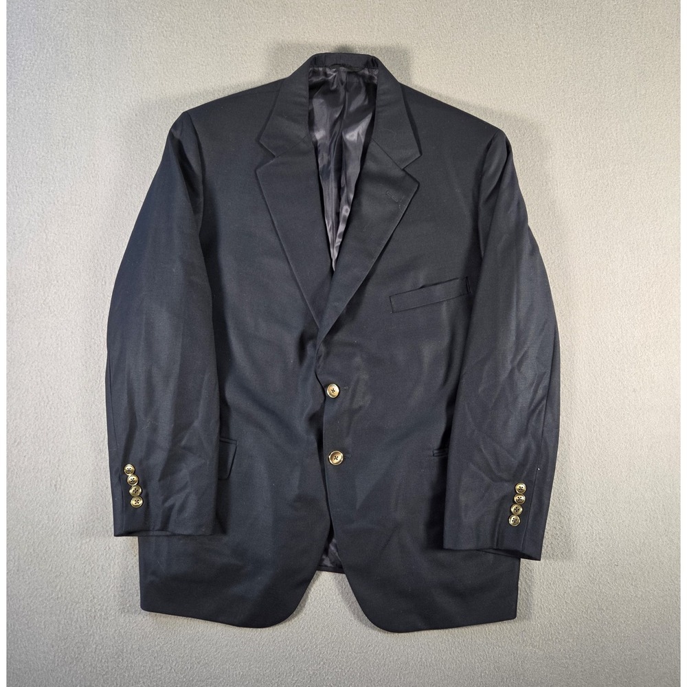 Tom James Sport Coat Mens 46R Navy Wool Executive Collection Blazer Bespoke